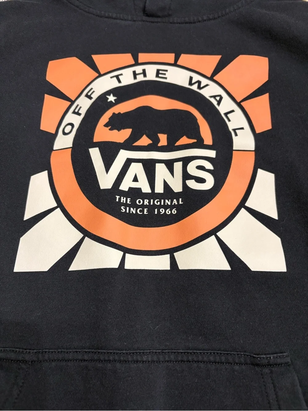 Vans Men’s Black Hoodie with Orange and Cream Logo